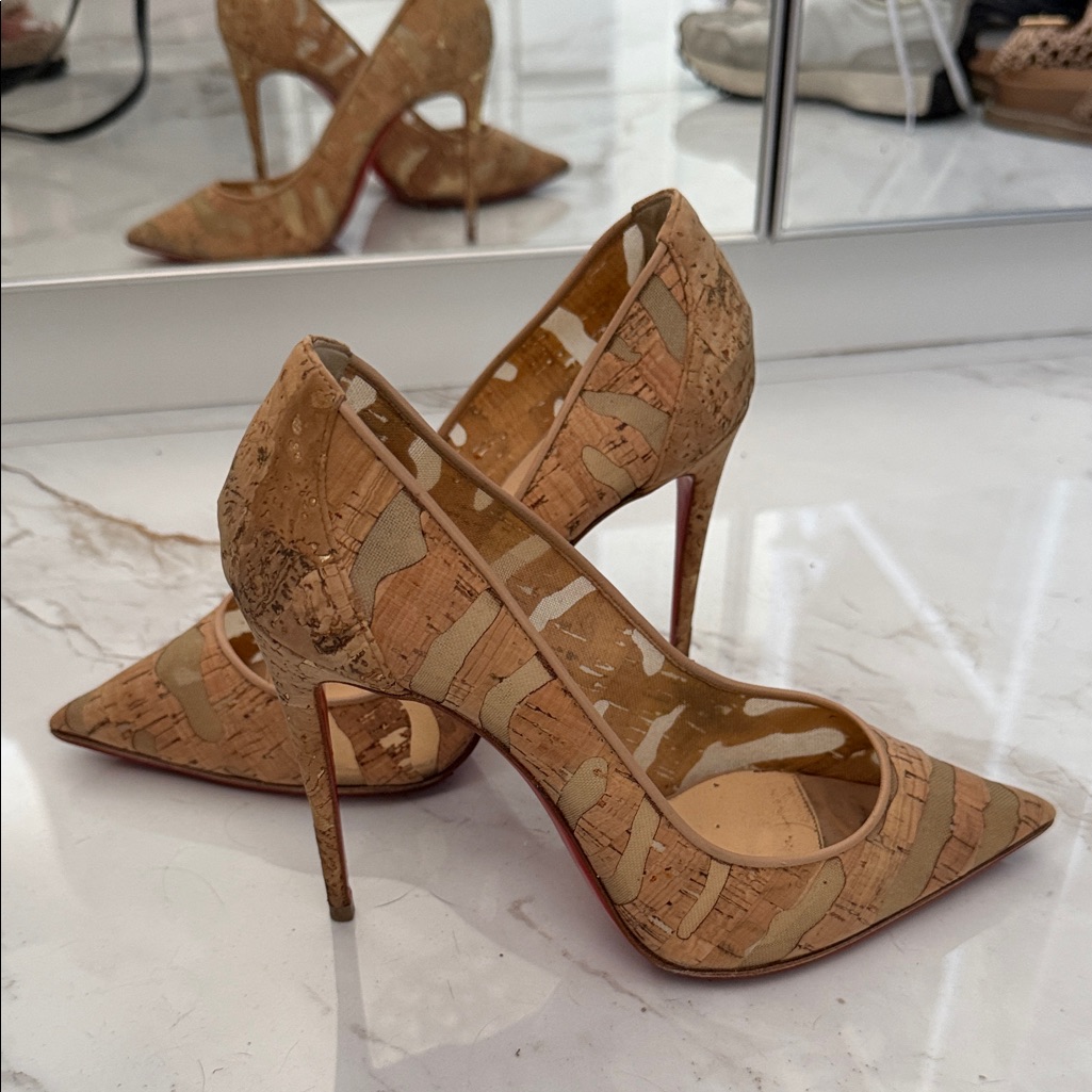 Christian Louboutin Cork And Beige Heels